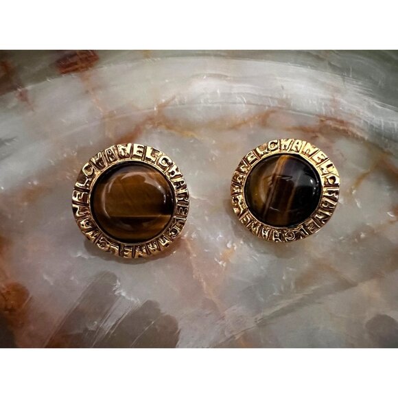 Chanel Gold Tigers Eye Cabochon Design - Picture 2 of 5